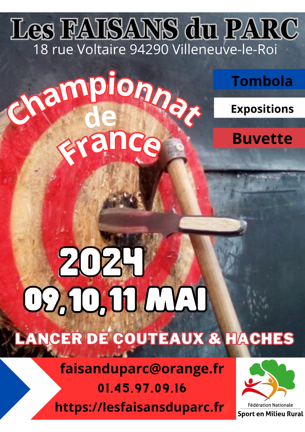 Affiche championnat de France de lancer de couteaux et de haches 2024